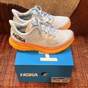 Hoka Sky Blue and Bright Orange Sneakers
NO OFFERS